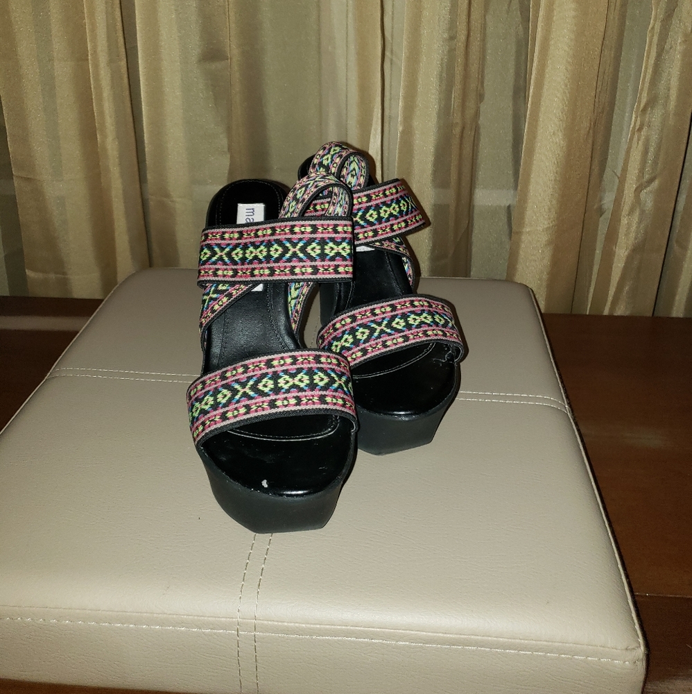 Madden Girl black/multi color platform sandal